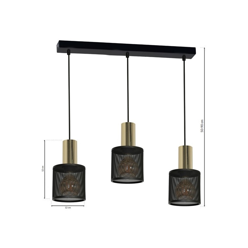 Lámpara de araña de cable ARES 3xE27/60W/230V