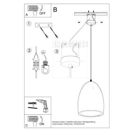 Lámpara de araña de cable BUKANO 1xE27 / 60W / 230V