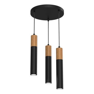 Lámpara de araña de cable CASSA 3xGU10/60W/230V negro redondo