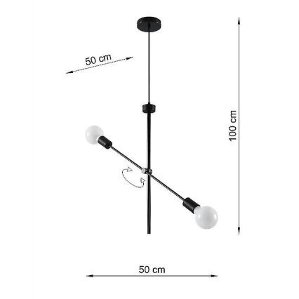 Lámpara de araña de cable CONCEPT 2xE27/60W/230V