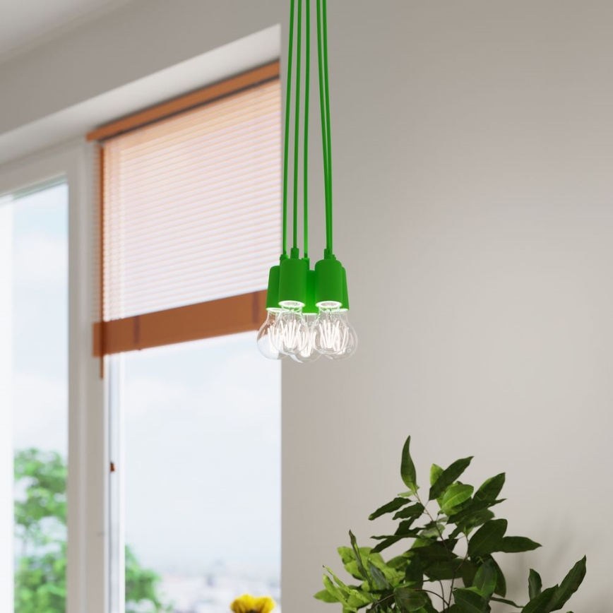 Lámpara de araña de cable DIEGO 3xE27/60W/230V verde