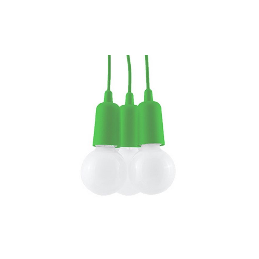 Lámpara de araña de cable DIEGO 3xE27/60W/230V verde