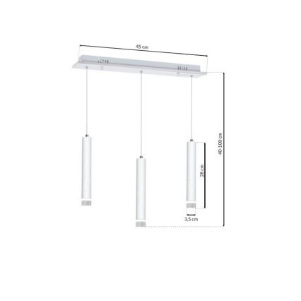 Lámpara de araña de cable LED ALBA 3xLED/15W/230V blanco