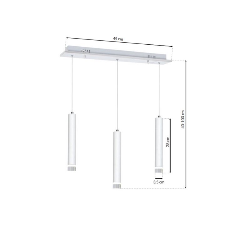 Lámpara de araña de cable LED ALBA 3xLED/15W/230V blanco
