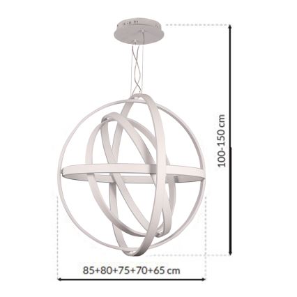 Lámpara de araña de cable LED COPERNICUS 1xLED/260W/230V blanco