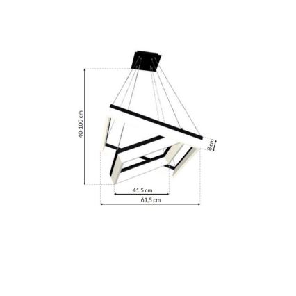 Lámpara de araña de cable LED NERO 2xLED/80W/230V