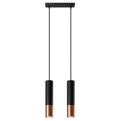 Lámpara de araña de cable LOOPEZ 2xGU10/40W/230V negro/cobre