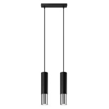 Lámpara de araña de cable LOOPEZ 2xGU10/40W/230V negro/cromado