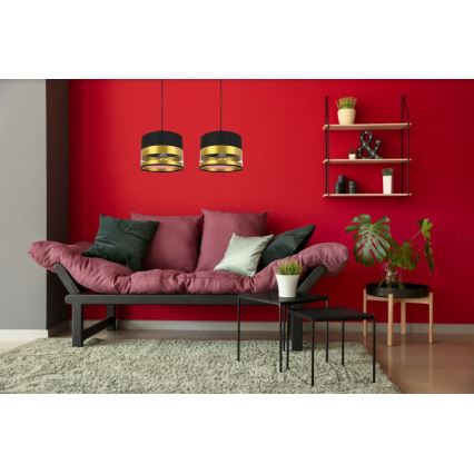 Lámpara de araña de cable MILO 2xE27/60W/230V dorado/negro