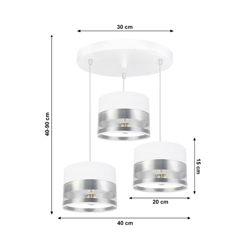 Lámpara de araña de cable MILO 3xE27/60W/230V plateado