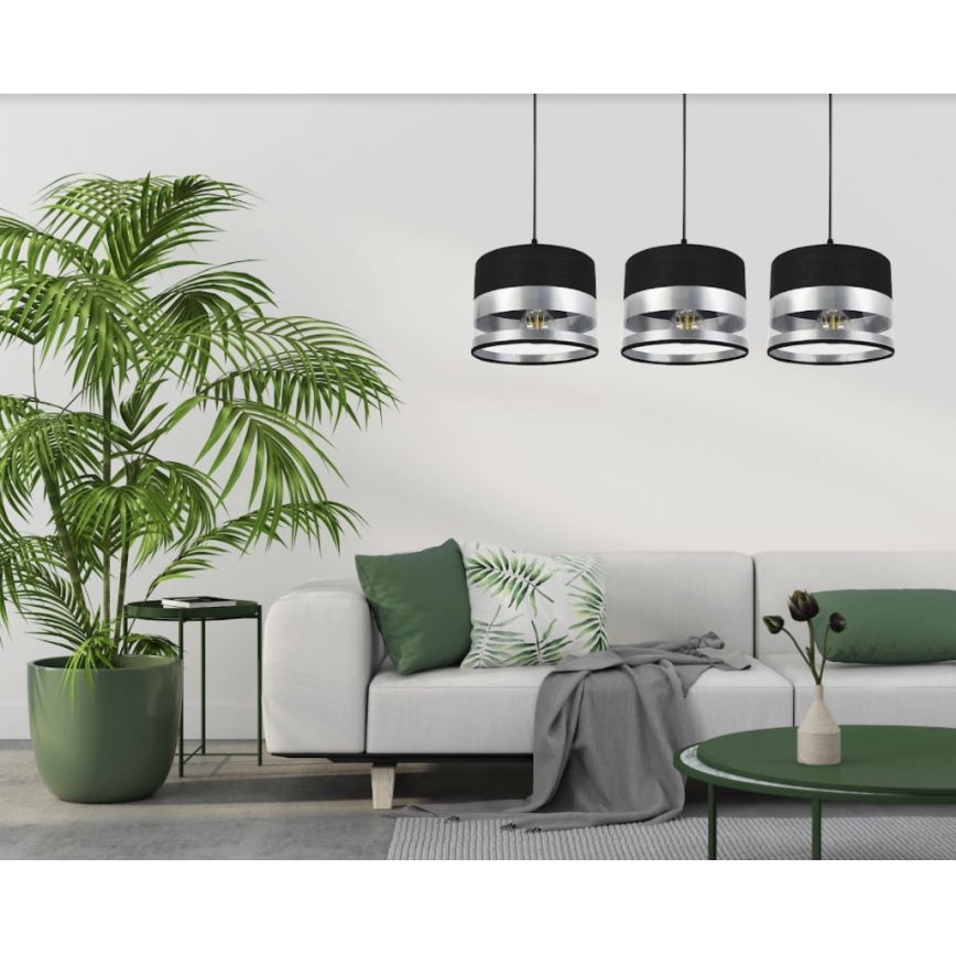 Lámpara de araña de cable MILO 3xE27/60W/230V plateado/negro