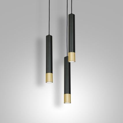 Lámpara de araña de cable NEST 3xGU10/8W/230V negro/dorado redondo