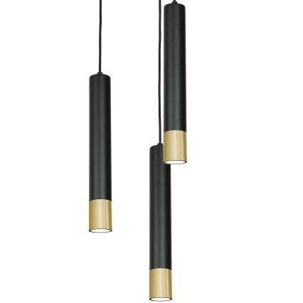 Lámpara de araña de cable NEST 3xGU10/8W/230V negro/dorado redondo