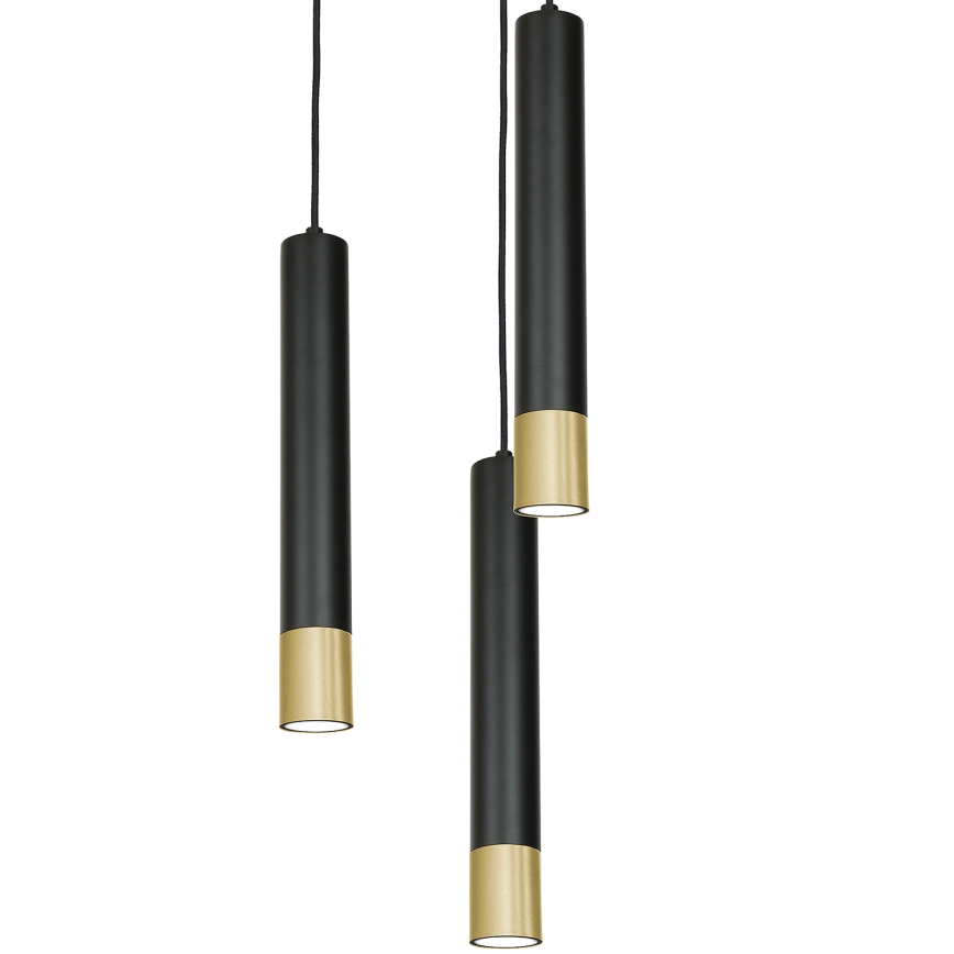 Lámpara de araña de cable NEST 3xGU10/8W/230V negro/dorado redondo