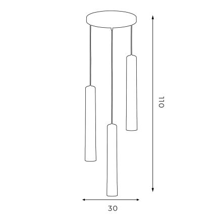 Lámpara de araña de cable NEST 3xGU10/8W/230V negro/dorado redondo