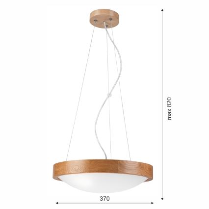 Lámpara de araña de cable OAK SLIM 2xE27/60W/230V ø 37 cm roble