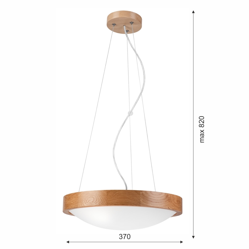 Lámpara de araña de cable OAK SLIM 2xE27/60W/230V ø 37 cm roble