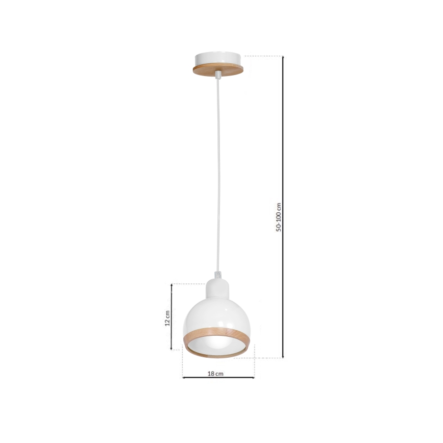 Lámpara de araña de cable OVAL 1xE27/60W/230V blanco
