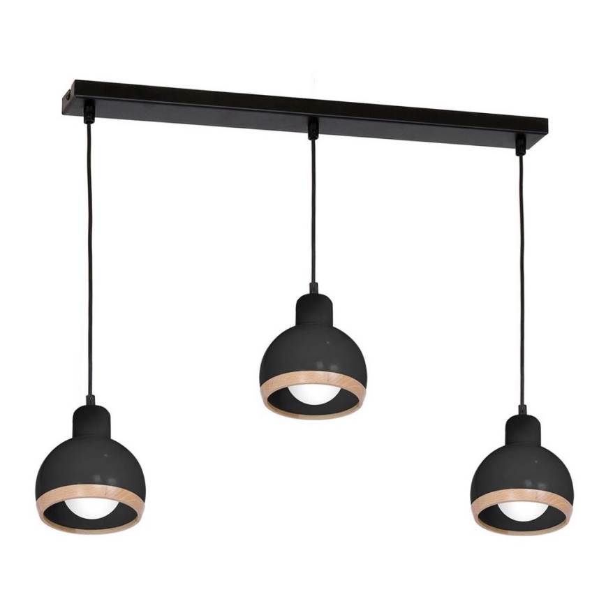 Lámpara de araña de cable OVAL 3xE27/60W/230V negro