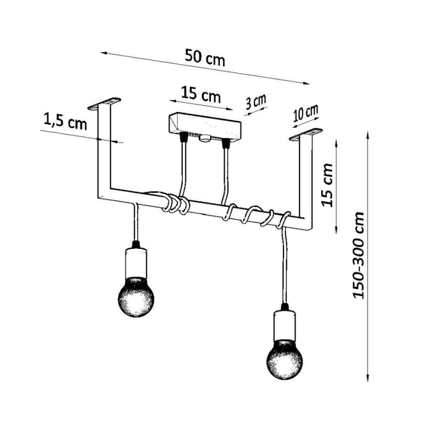 Lámpara de araña de cable SALAMANCA 2xE27/60W/230V