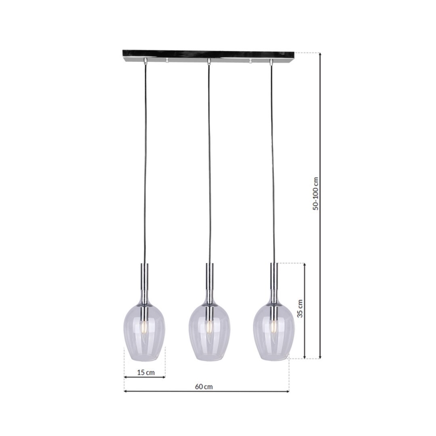Lámpara de araña de cable TANGO 3xE14/40W/230V transparente