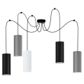 Lámpara de araña de cable ZIK 5xE27/40W/230V gris/negro/blanco