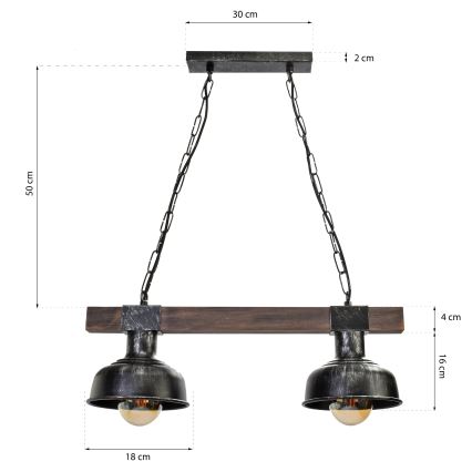 Lámpara de araña de cadena FARO 2xE27/60W/230V