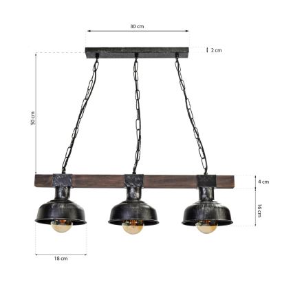 Lámpara de araña de cadena FARO 3xE27/60W/230V