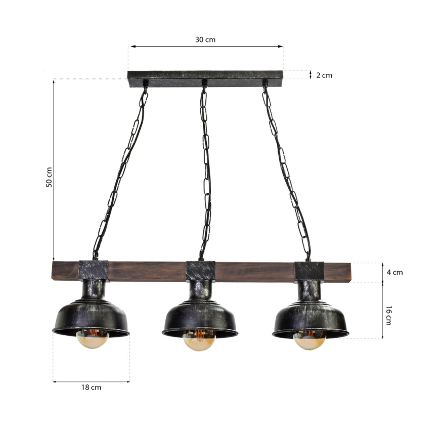 Lámpara de araña de cadena FARO 3xE27/60W/230V