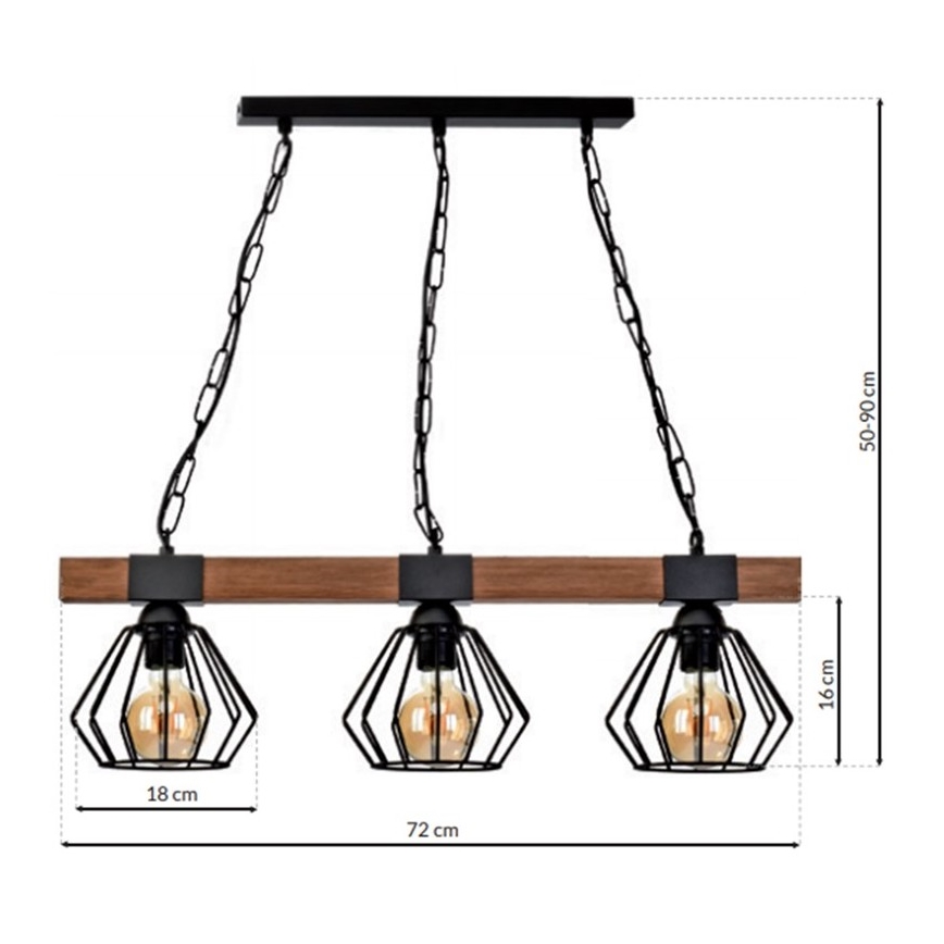 Lámpara de araña de cadena ULF 3xE27/60W/230V