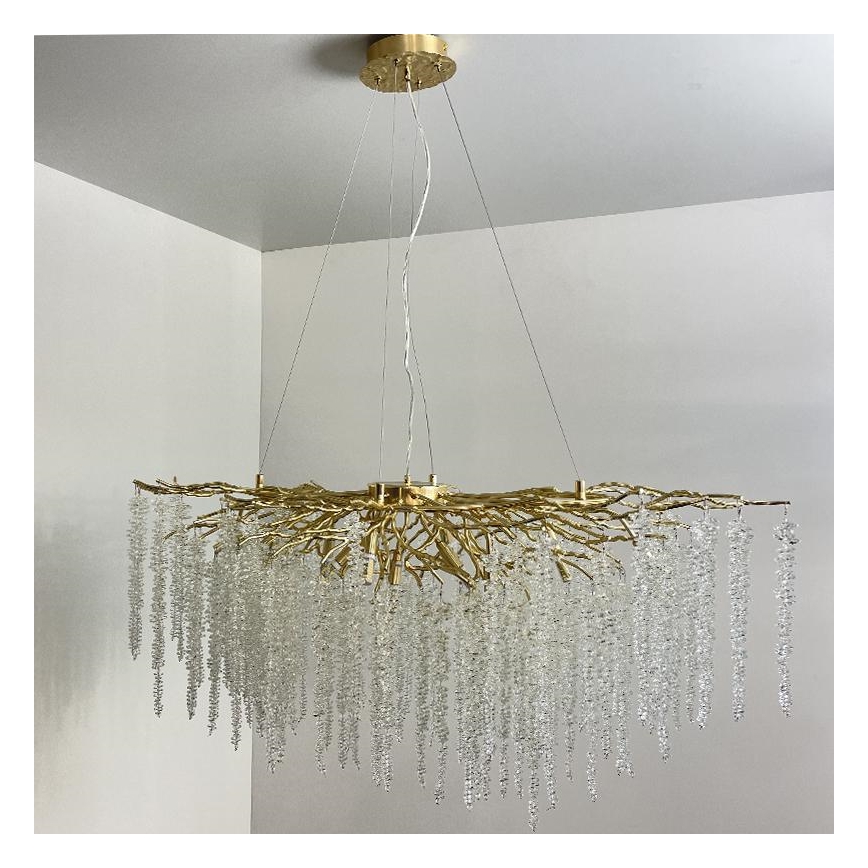Lámpara de araña de cristal colgante 13xG9/40W/230V dorado