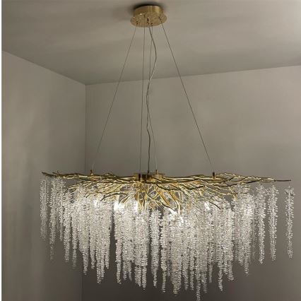 Lámpara de araña de cristal colgante 13xG9/40W/230V dorado