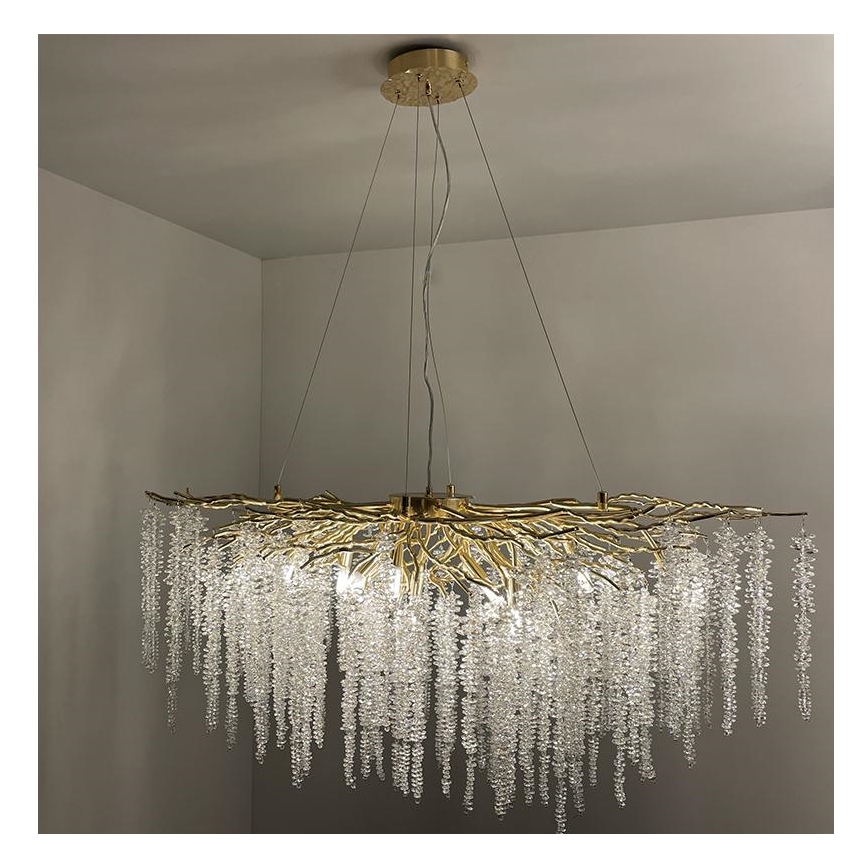 Lámpara de araña de cristal colgante 13xG9/40W/230V dorado