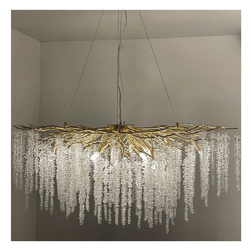 Lámpara de araña de cristal colgante 13xG9/40W/230V dorado