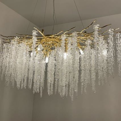 Lámpara de araña de cristal colgante 13xG9/40W/230V dorado