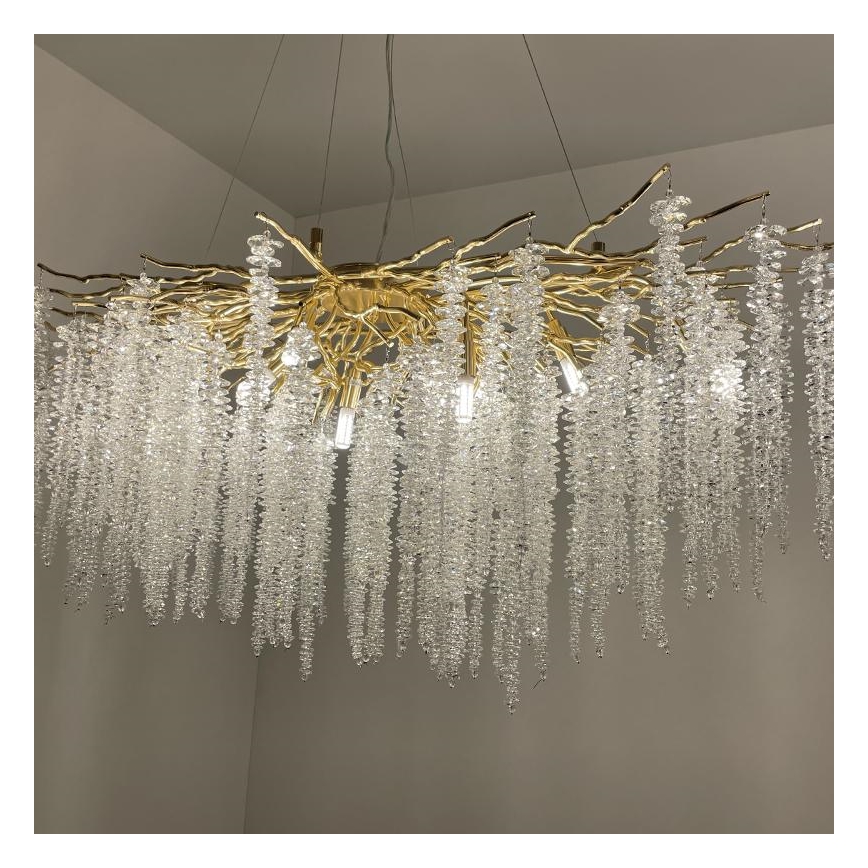 Lámpara de araña de cristal colgante 13xG9/40W/230V dorado