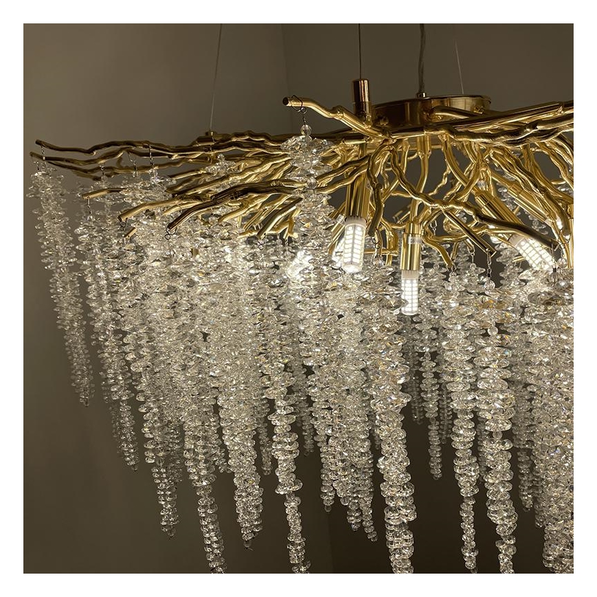 Lámpara de araña de cristal colgante 13xG9/40W/230V dorado