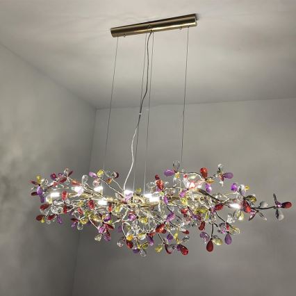 Lámpara de araña de cristal colgante 13xG9/40W/230V multicolor