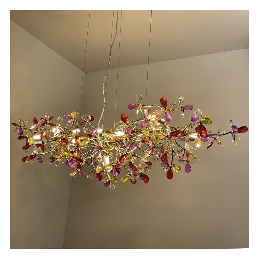Lámpara de araña de cristal colgante 13xG9/40W/230V multicolor