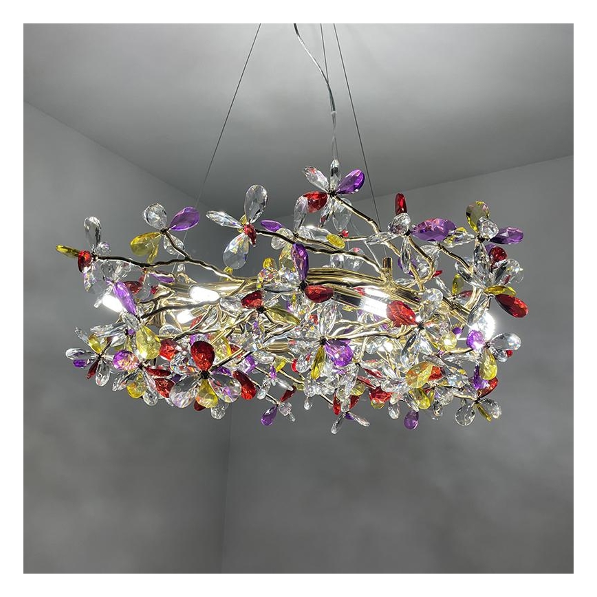 Lámpara de araña de cristal colgante 16xG9/40W/230V multicolor