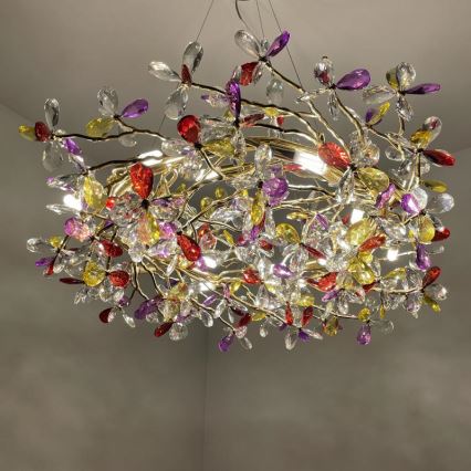 Lámpara de araña de cristal colgante 16xG9/40W/230V multicolor