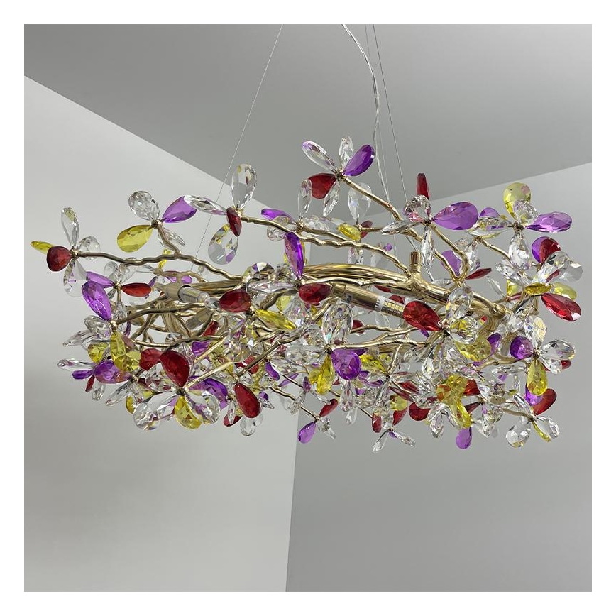 Lámpara de araña de cristal colgante 16xG9/40W/230V multicolor