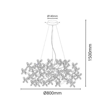 Lámpara de araña de cristal colgante 16xG9/40W/230V multicolor