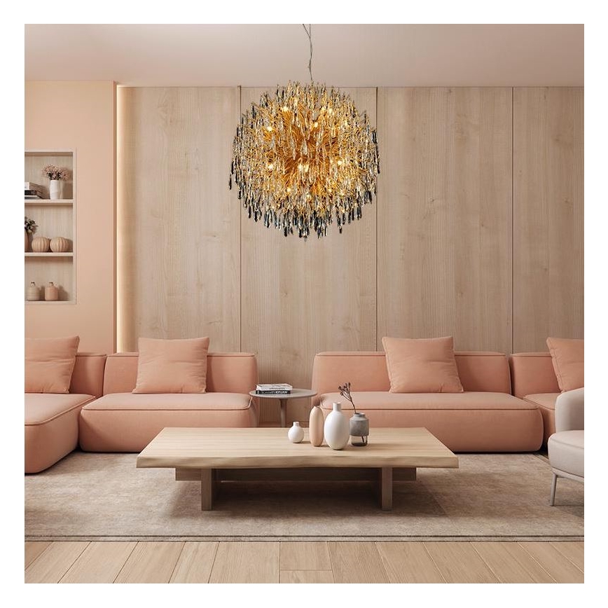 Lámpara de araña de cristal colgante  24xG9/40W/230V dorado