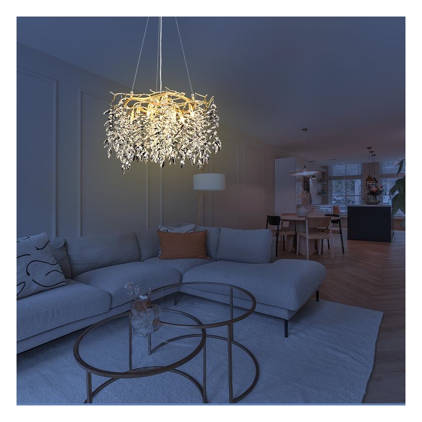 Lámpara de araña de cristal colgante 9xG9/40W/230V dorado