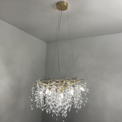 Lámpara de araña de cristal colgante 9xG9/40W/230V dorado