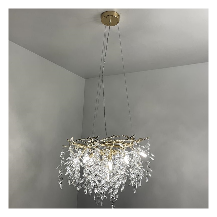 Lámpara de araña de cristal colgante 9xG9/40W/230V dorado