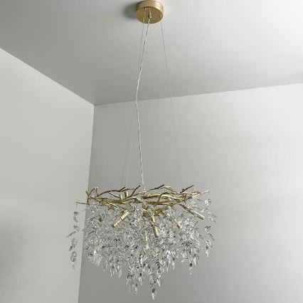 Lámpara de araña de cristal colgante 9xG9/40W/230V dorado