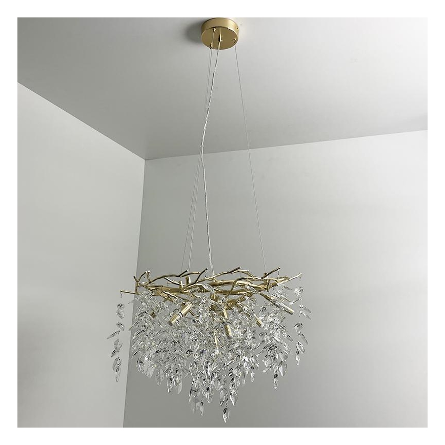 Lámpara de araña de cristal colgante 9xG9/40W/230V dorado