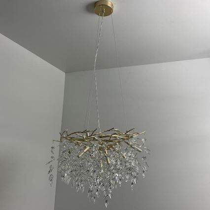 Lámpara de araña de cristal colgante 9xG9/40W/230V dorado